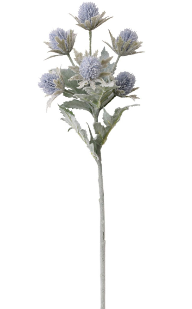 TBUY ROSE 3 Pack Artificial Thistle Flowers Eryngiums Faux Plants Floral Tree Picks Christmas Greenery Picks and Sprays for Garden Wedding Prom Party Bouquet Floral Arrangement (Blue) - Image 2
